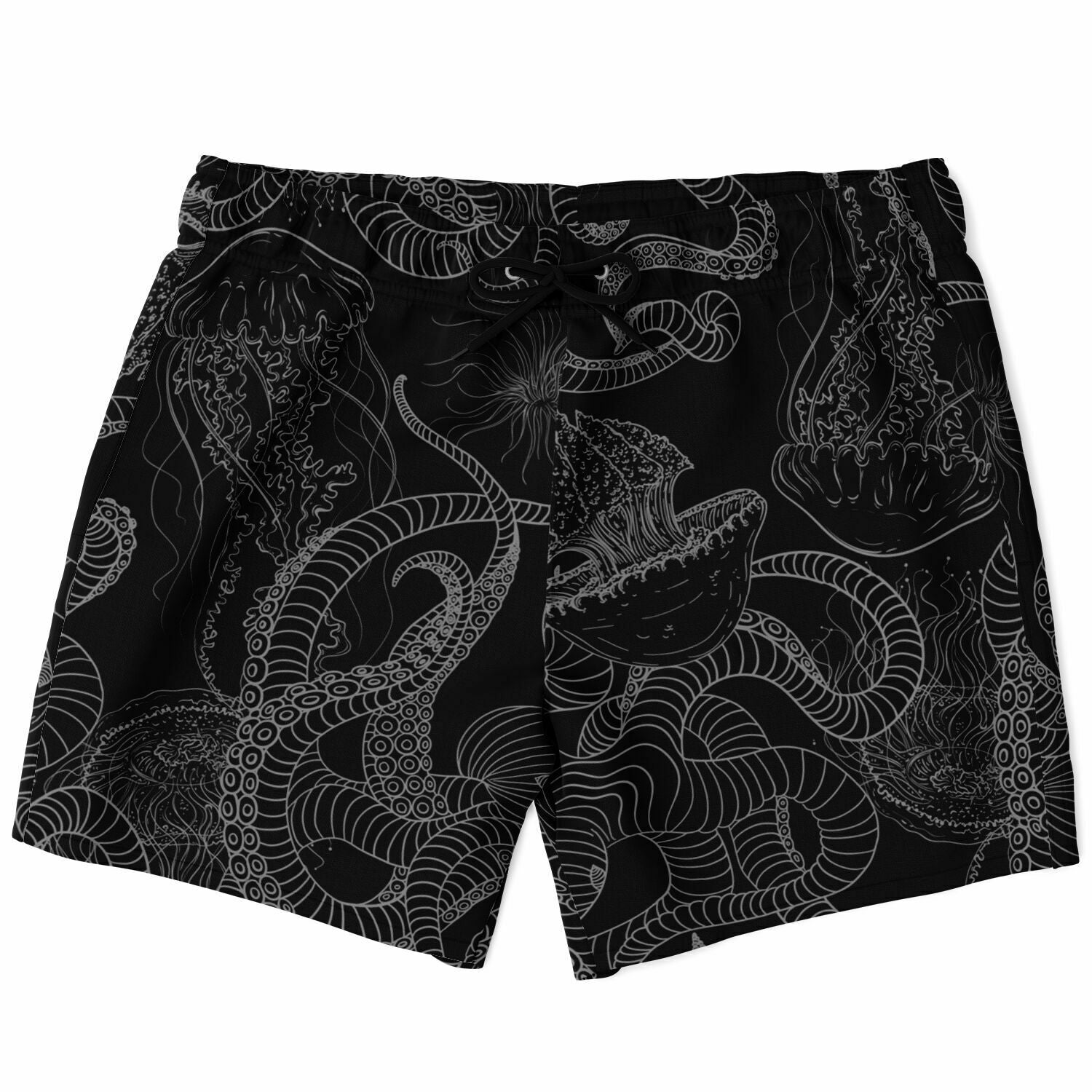 Men's Black Jellyfish Octopus Sea Creatures Swimsuit Shorts Swim Trunks