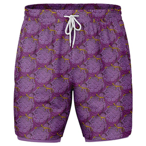 Men's Purple Gomu Gomu no Mi Devil Fruit 2-in-1 Performance Anime Gym Shorts