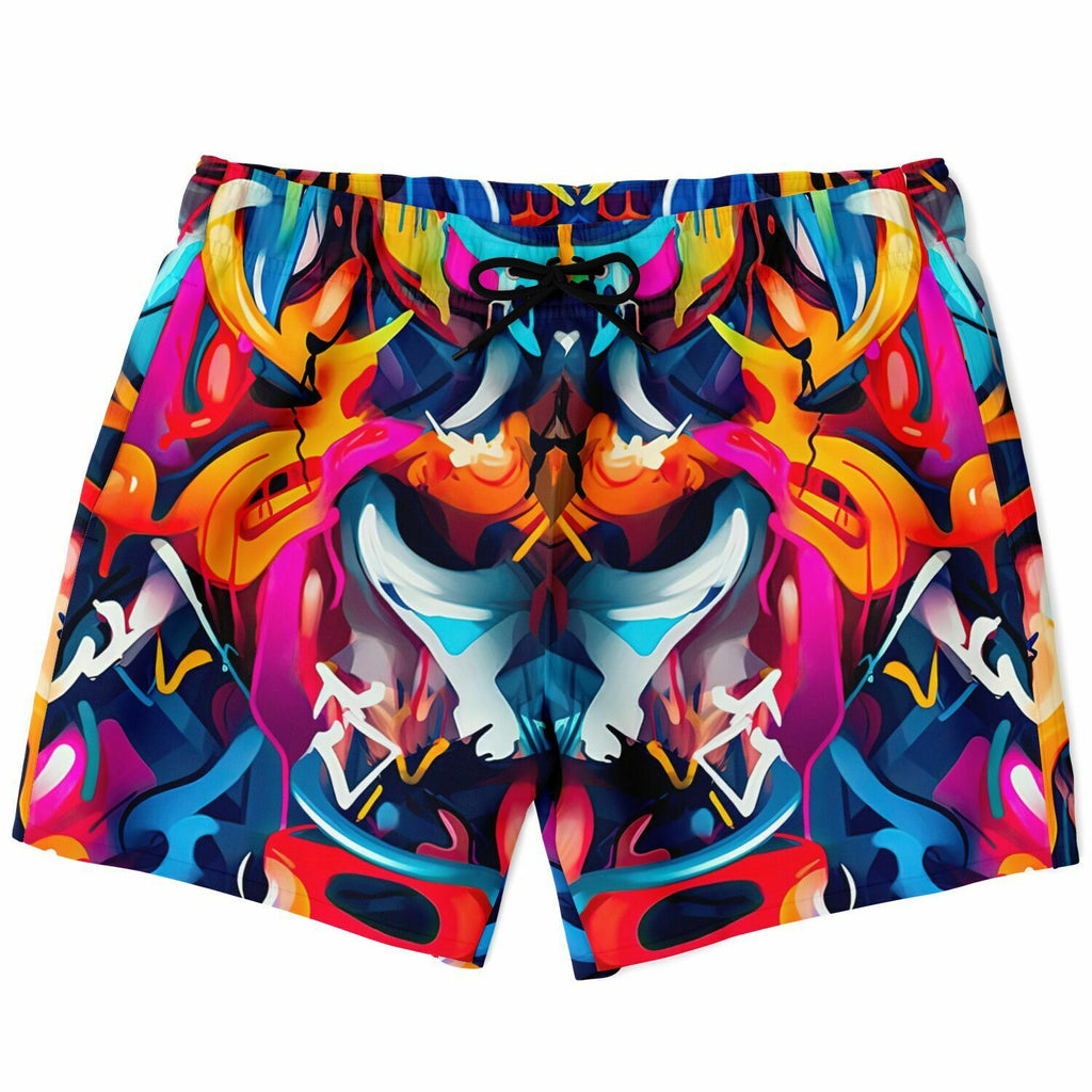 Men's Wild Flowers Urban Graffiti Art Swimsuit Short Swim Trunks