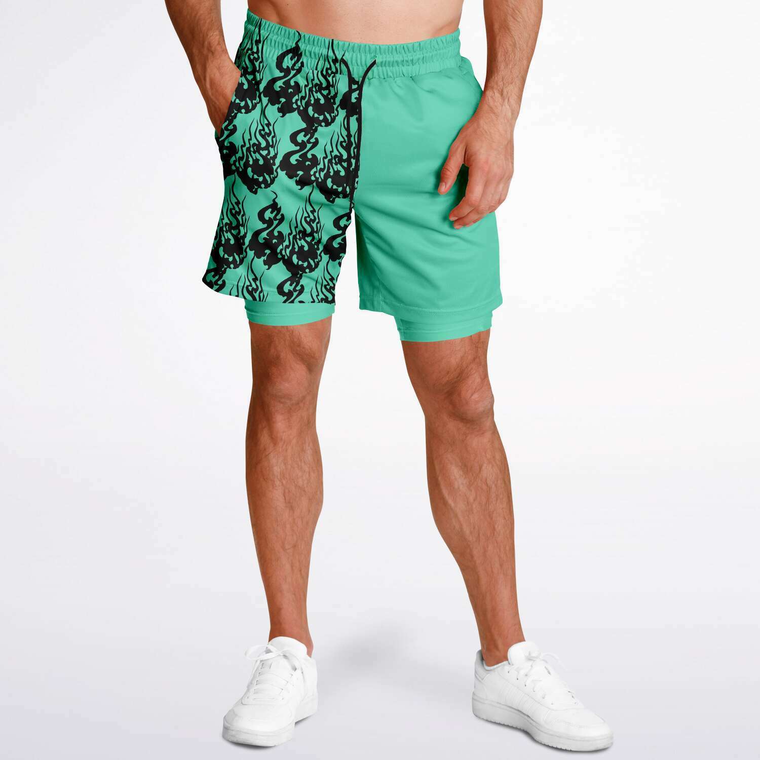 Black Seafoam Green Phantom Ghost Shorts