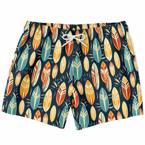 Men's Blue Orange Vintage Surfboard Longboard Swimsuit Shorts Swim Trunks