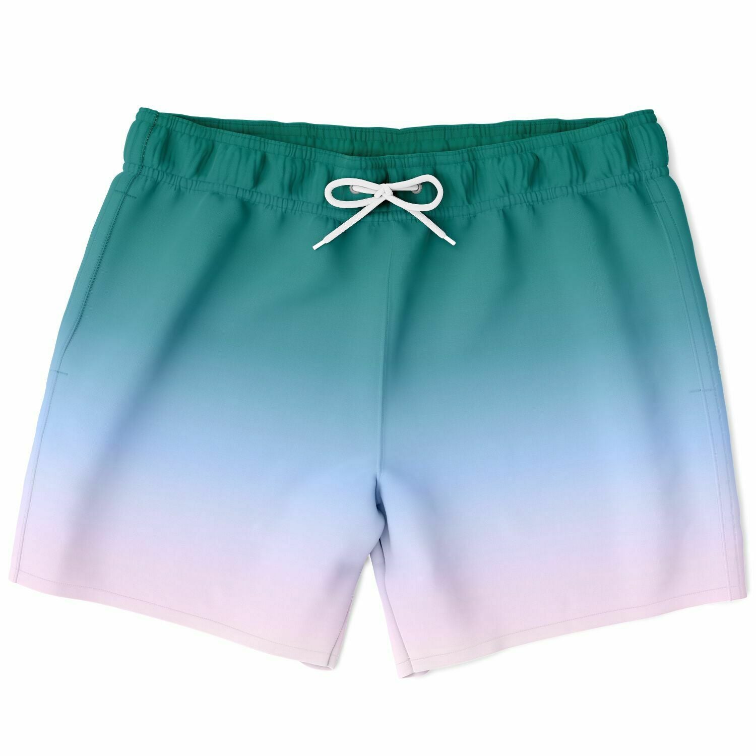 Men's Faded Dark Turquoise Ombre Gradient Swimsuit Shorts Swim Trunks