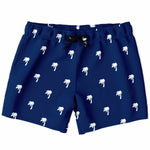 Men's Navy Blue White Palm Trees Swimsuit Shorts Swim Trunks