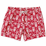 Men's Red Hawaiian Tropical Tiki Swimsuit Shorts Swim Trunks