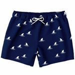 Men's Navy Blue Shark Fins Infested Waters Swimsuit Shorts Swim TrunksMen's Navy Blue Shark Fins Infested Waters Swimsuit Shorts Swim Trunks