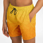 Yellow Orange Wave Art Swimsuit Trunks