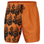 Men's Black Orange Phantom Ghost Anime Fire 2-in-1 Performance Gym Shorts