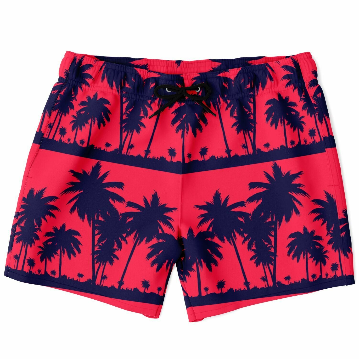 Men's Mint Green Black Palm Trees Swimsuit Shorts Swim Trunks