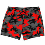 Men's Black Red Camouflage Swimsuit Short Swim Trunks