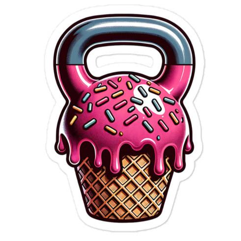 Pink Strawberry Flavor Ice Cream Cone Kettlebell Sticker Decal