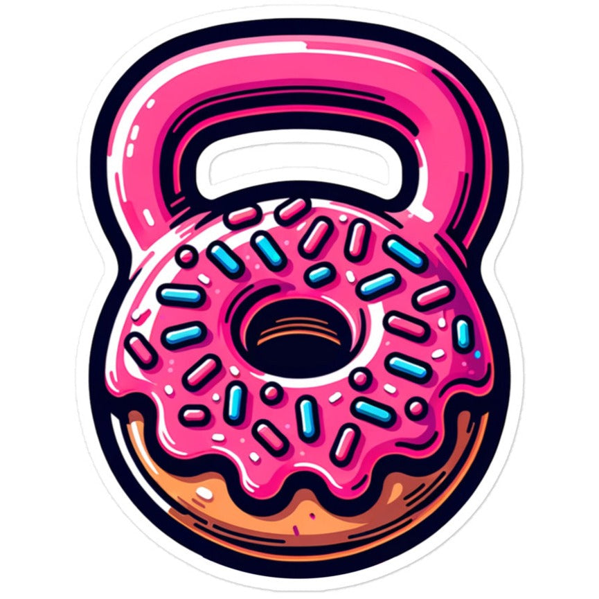 Pink Sprinkles Glazed Donut Kettlebell Graphic Sticker