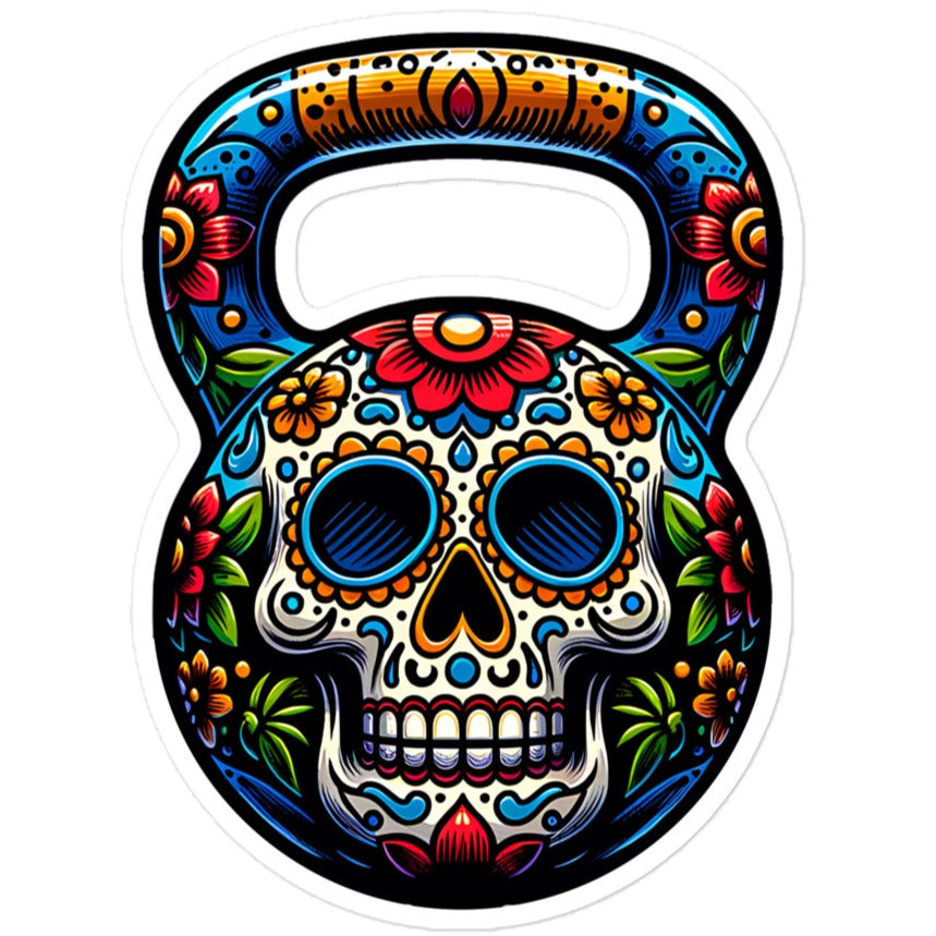 Dia De Los Muertos Sugar Skull Kettlebell Decal Stickers