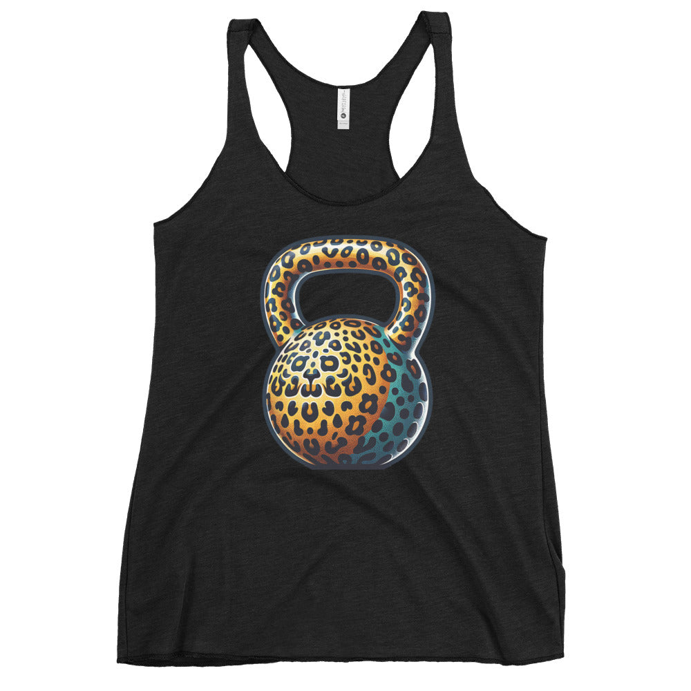 Women's Wild Cheetah Leopard Print Kettlebell Racerback Tank Top