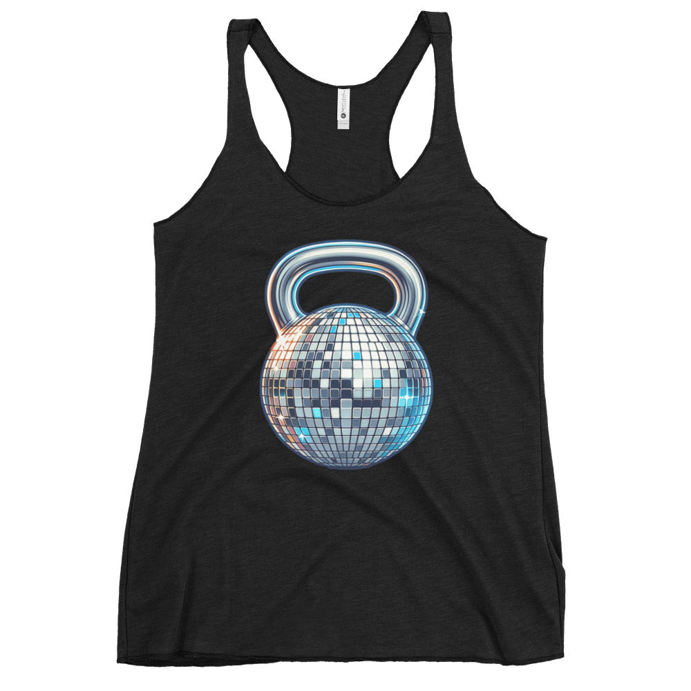 Women's Shiny Disco Ball Kettlebell Tri-Blend Racerback Tank Top