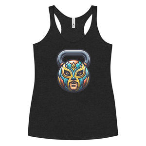 Women's Luchador Wrestler Mask Kettlebell Tri-Blend Racerback Tank Top