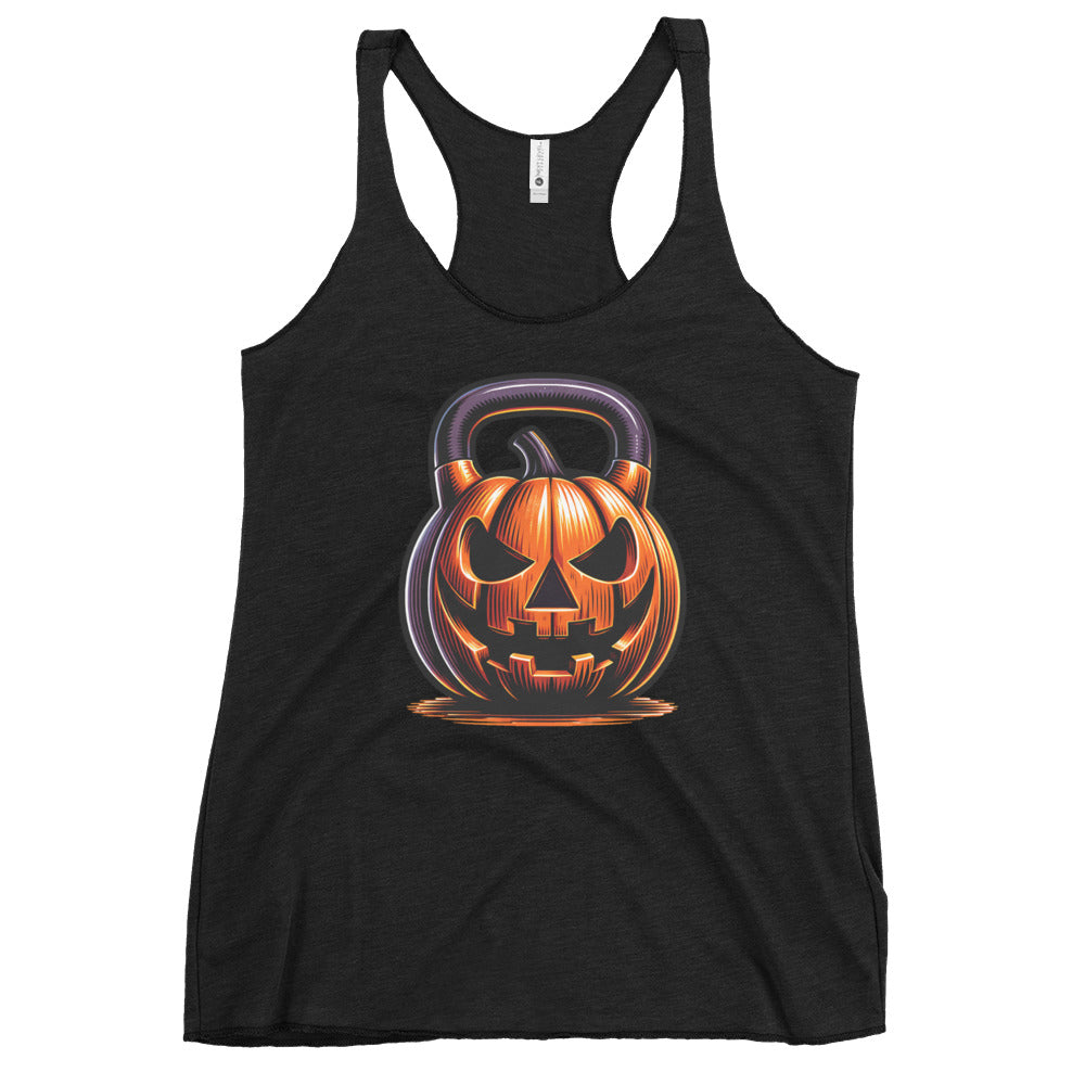 Women's Gettin Jacked & Pumpkin Iron Kettlebell Racerback Tank Top