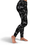 Women's Black Grey Digital Camouflage High-waisted Yoga Leggings Right
