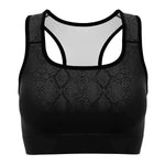 Women's Black Mamba Snakeskin Reptile Print Athletic Sports Bra