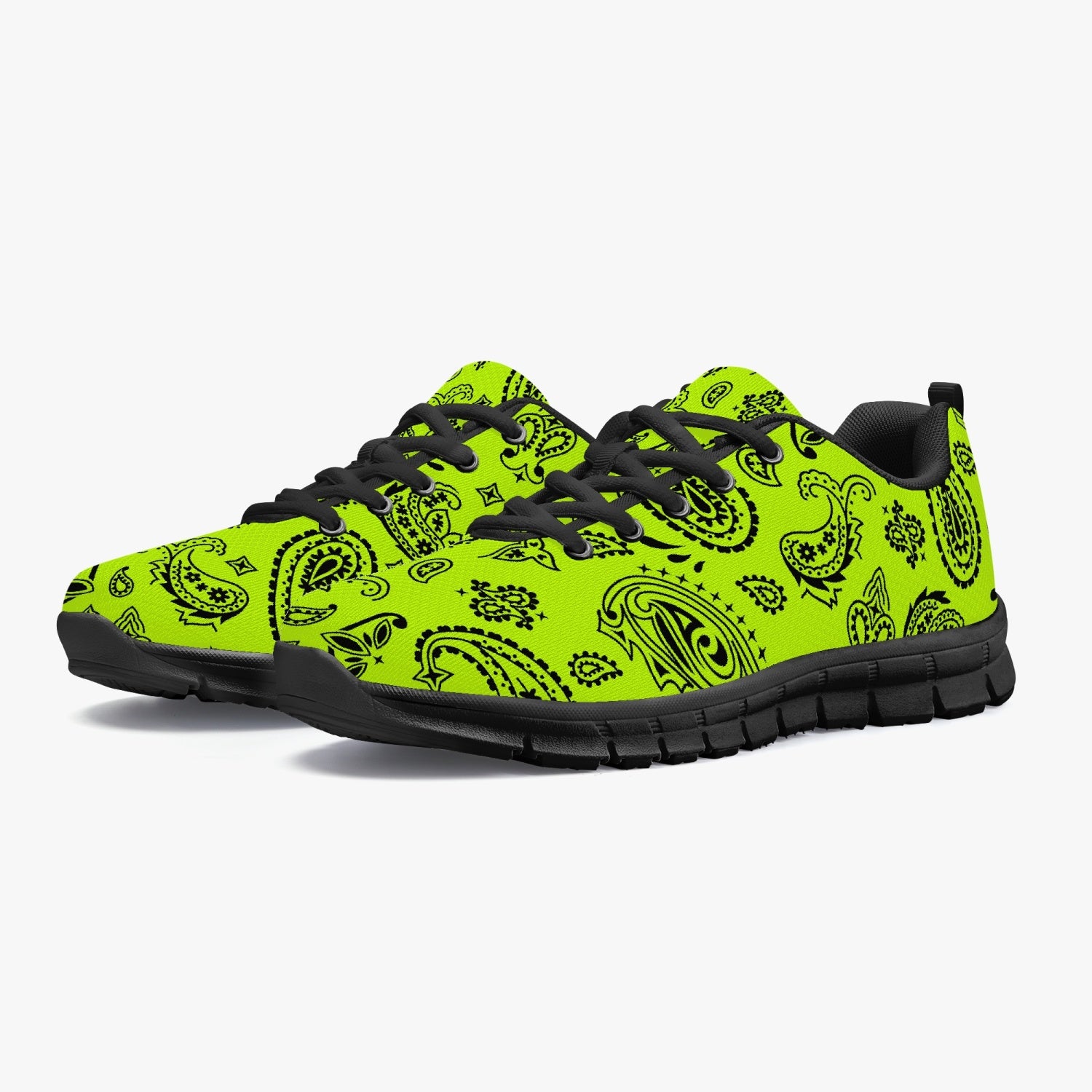 Green Highlighter Paisley Sneakers