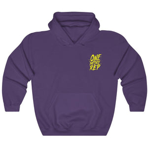 Purple Yellow One More Rep Graffiti Paint  Gym Fitness Weightlifting Powerlifting CrossFit Hoodie Front