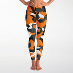 Women's M90 Black Orange Modern Soldier Urban Warfare Camouflage High-waisted Yoga Leggings