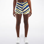 Women's Los Angeles Football Blue Wild Zebra Stripe Animal Pattern Mid-Rise Athletic Booty Shorts