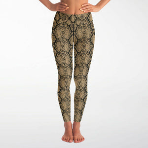 Women's Desert Sand Snakeskin Reptile Print High-waisted Yoga Leggings