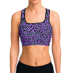 Women's Purple Wild Leopard Cheetah Print Athletic Sports Bra Model