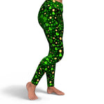 Women's St. Patrick's Day Feeling Lucky Green Shamrocks Gold Coins High-waisted Yoga Leggings Right