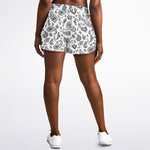 White Black Paisley Running Shorts