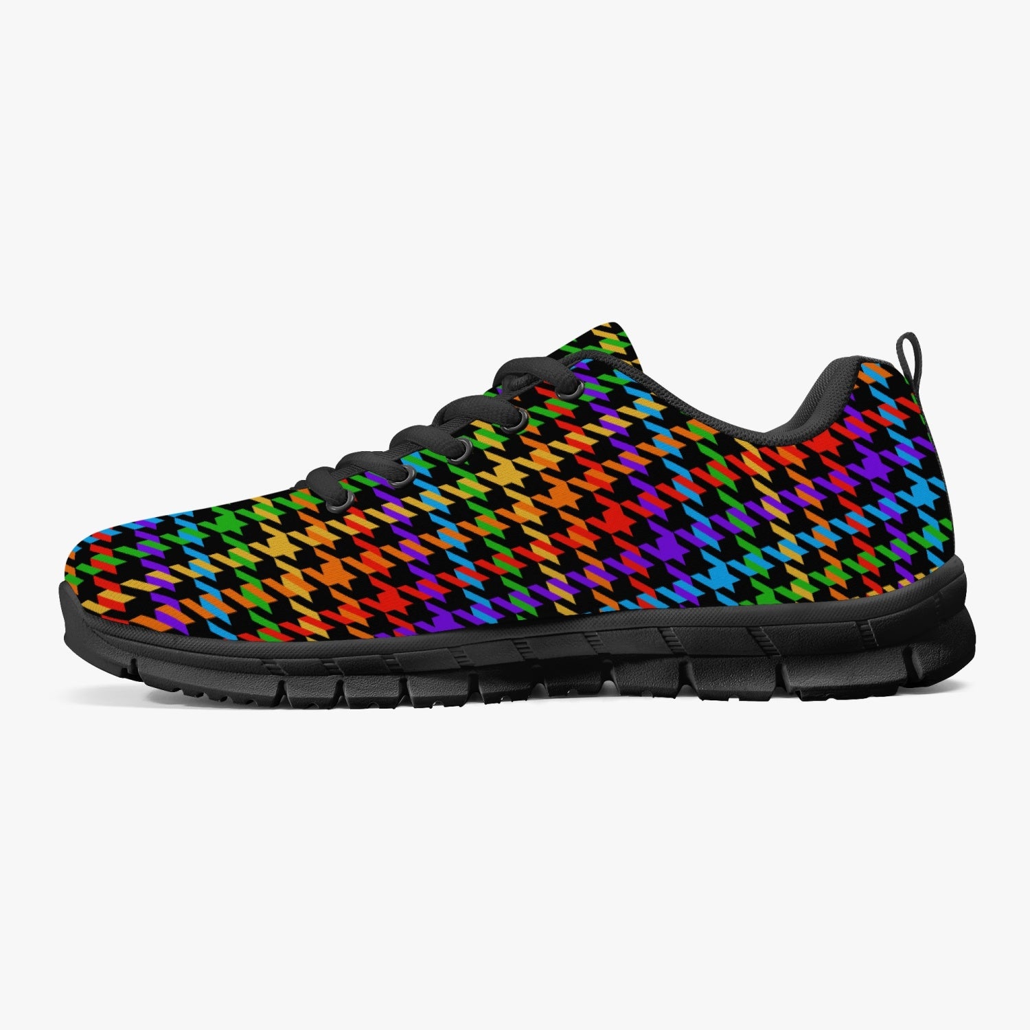Rainbow Houndstooth Plaid Sneakers
