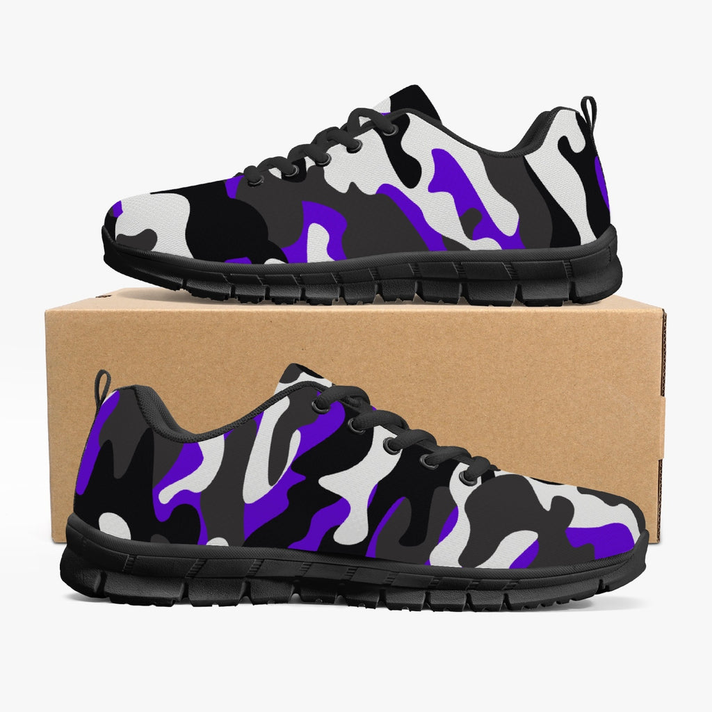 Women's Urban Purple White Black Camouflage Running Shoes Sneakers