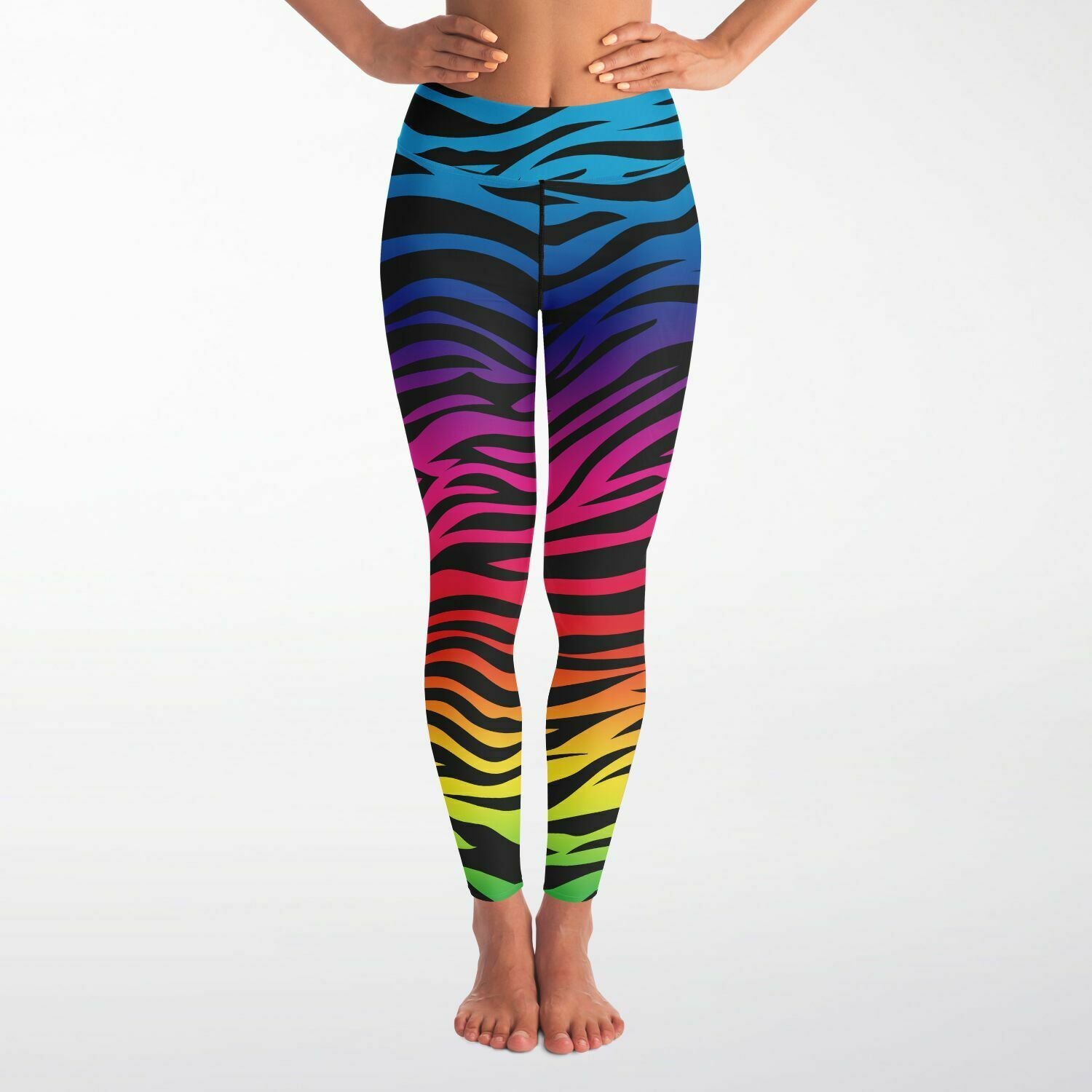 BIVIGAOS Rainbow Leopard Zebra Print Leggings Women Colourful Milk Silk  Stretch Gothic Leggings Trendy Sexy Leggings Pants Women Color: 9269 Big  Eye, Size: M/L (46-48)