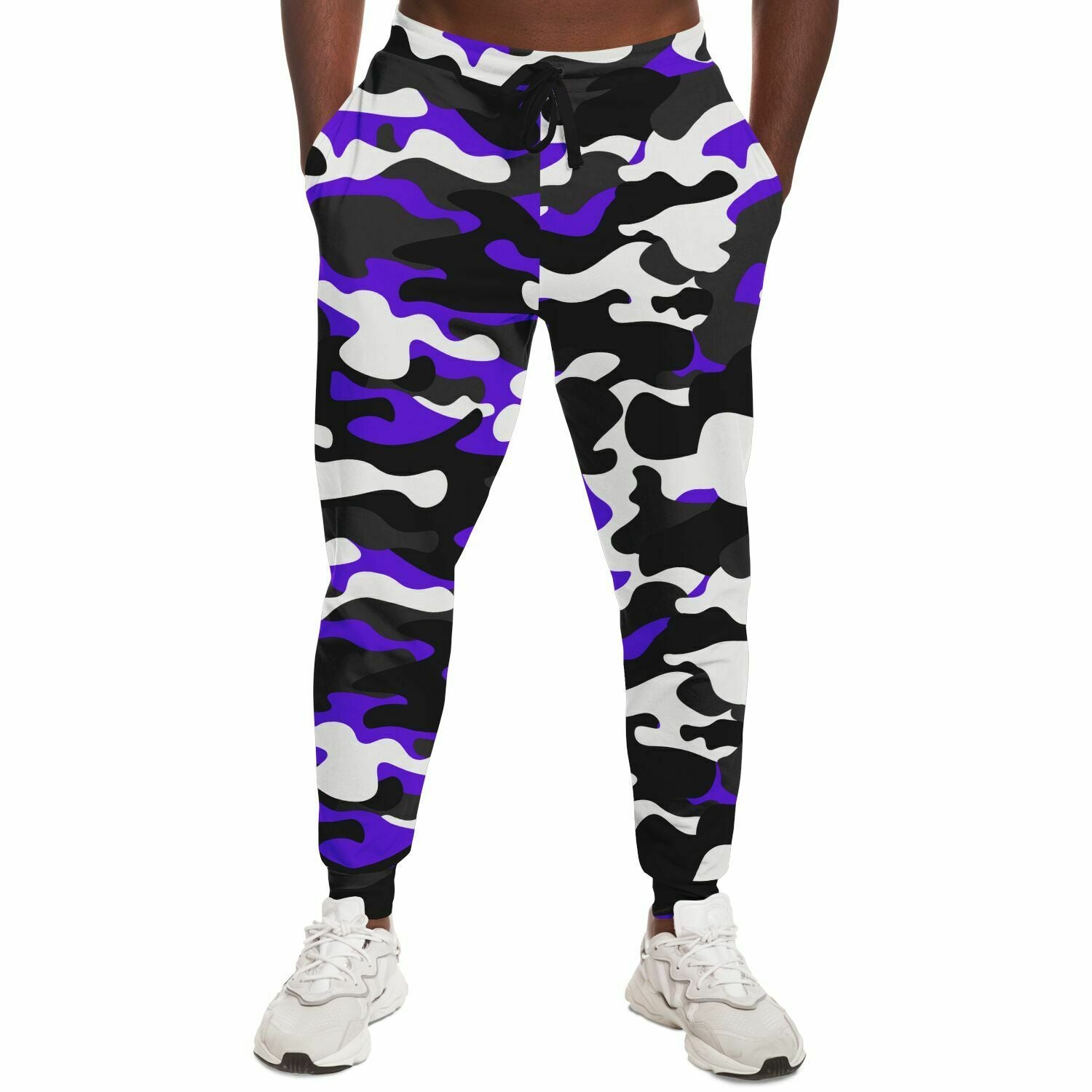 Urban Jungle Purple White Black Camouflage Athletic Joggers