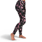 Women's Rose Gold Gilded Marble High-waisted Yoga Leggings Right