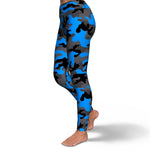 Women's Black Blue Camouflage High-waisted Yoga Leggings