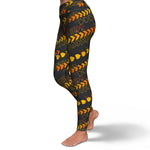 Women's Grey Orange Arrow High-waisted Yoga Leggings Left