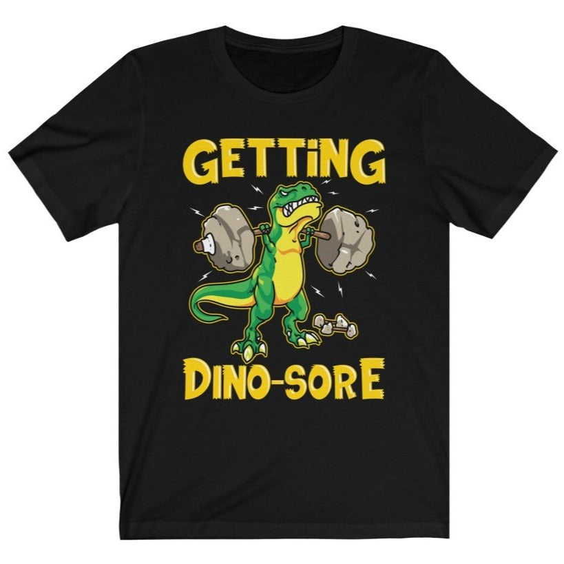 Funny Men's Getting Dino-Sore Leg Day Squats T-Shirt Black