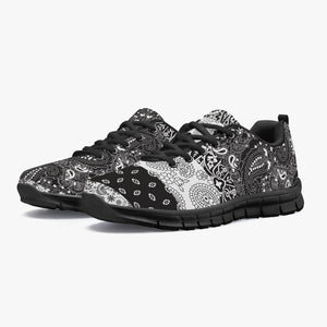 Black White Paisley Patchwork Sneakers