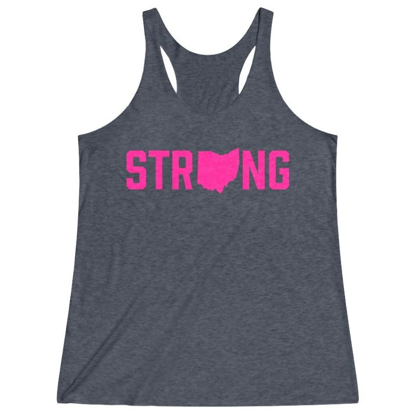 Women's Blue Pink Ohio State Strong Fitness Gym Racerback Tank Top
