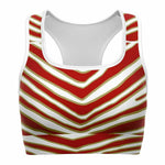 Women's San Francisco Football Gold Wild Zebra Stripe Animal Pattern Athletic Sports Bra