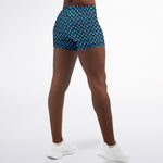 Women's Mid-rise Blue Dragon Scales Athletic Booty Shorts