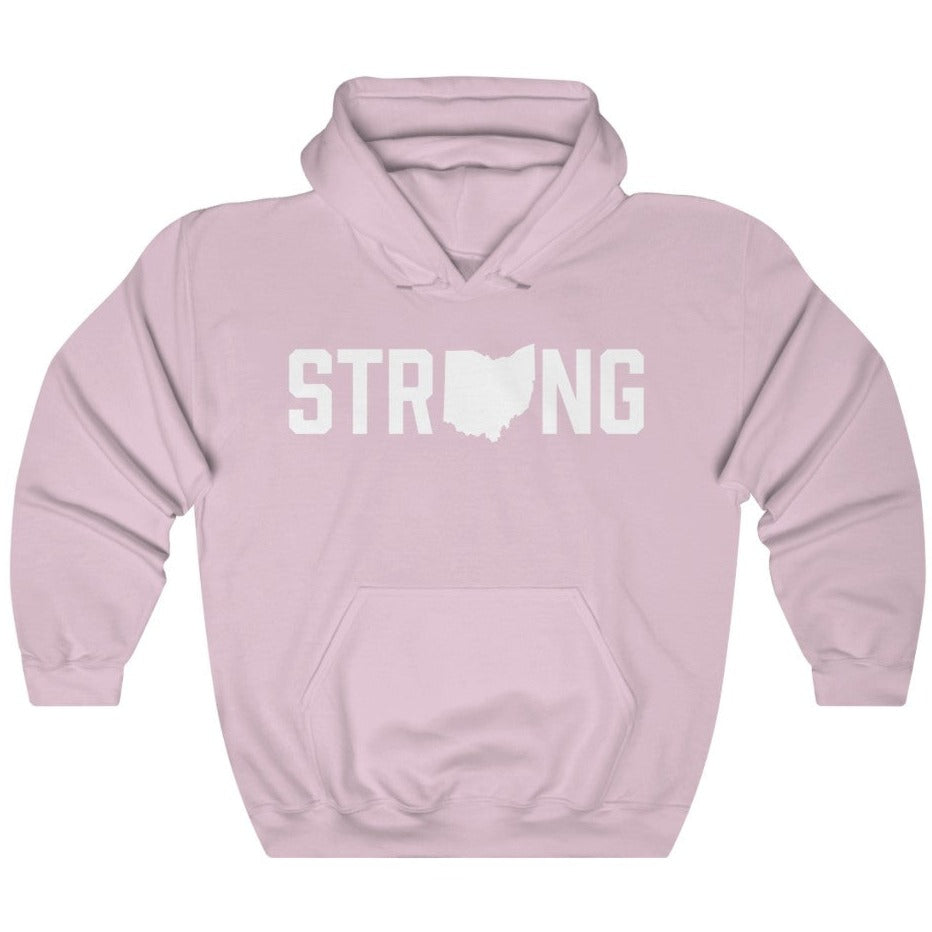 Faded Pink Ohio State Strong Gym Fitness Weightlifting Powerlifting CrossFit Muscle Hoodie
