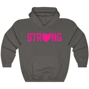 Dark Grey Pink Ohio State Strong Gym Fitness Weightlifting Powerlifting CrossFit Muscle Hoodie