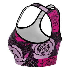 Women's Abstract Roses Athletic Sports Bra Left