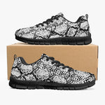 Women's White Snakeskin Reptile Print Workout Gym Sneakers Shoes