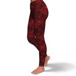 Women's Red Neon Spider Web Halloween High-waisted Yoga Leggings