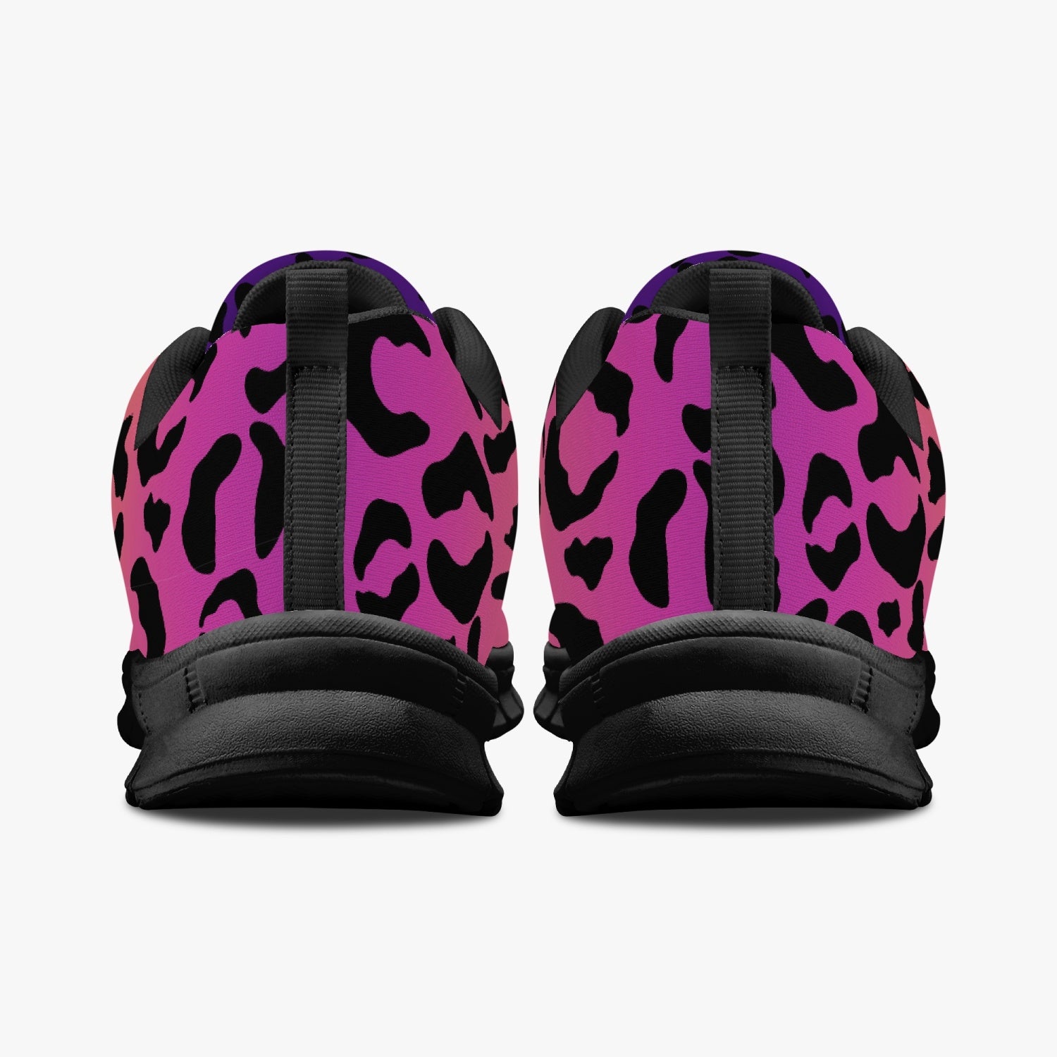 Women's Rainbow Gradient Leopard Cheetah Gym Workout Running Sneakers Back View