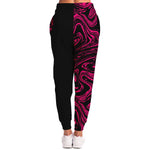 Unisex Pink Black Two-Tone Marble Athletic Joggers