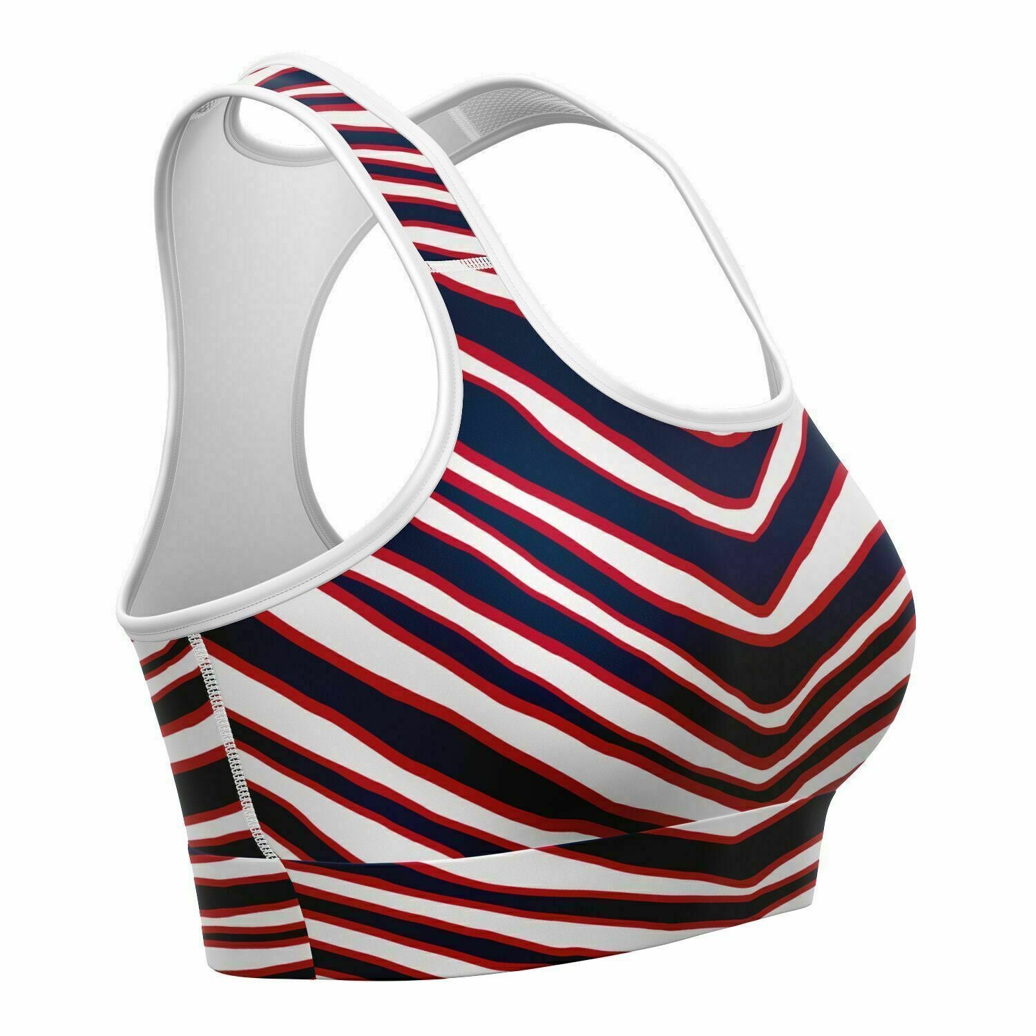 New England Zebra Stripe Sports Bra